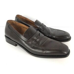SALVATORE FERRAGAMO Leather Penny Loafers Shoes Men's 9 D Brown Made in Italy